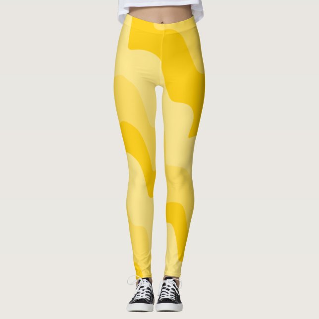 Gult vågigt havets vinkara övertoning leggings (Framsida)