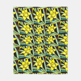 Gult Valuable Flowers Mönster Fleecefilt