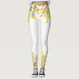 Gult Vår blommor Leggings