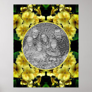 Gult Vår blommor Ram Lägg till ditt eget foto Poster