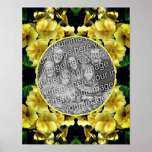 Gult Vår blommor Ram Lägg till ditt eget foto Poster (Framsidan)