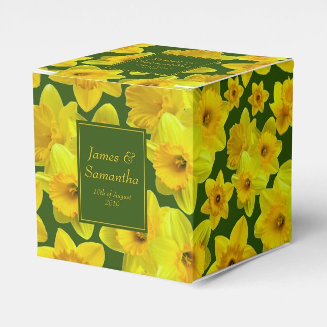 Gult Vår Daffodil - Bröllop Presentaskar (Framsidan Sidan)