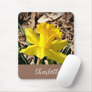 Gult Vår Daffodil i det anpassade namnet Garden Musmatta