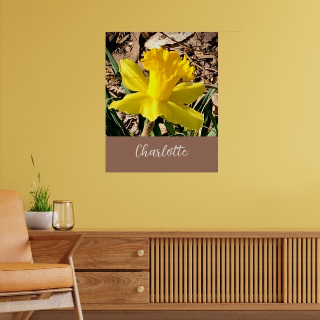Gult Vår Daffodil i det anpassade namnet Garden Poster (Vardagsrum 2)