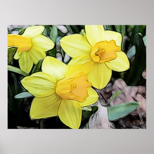 Gult Vår Daffodils Poster (Framsidan)