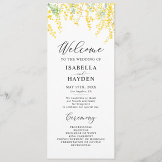 Gult Vår Elegant Blommigt  Bröllop Flat Program