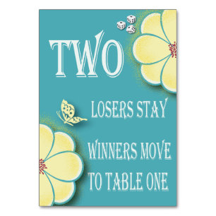 Gult Vår Flower Bunco Bord Card #2 Bordsnummer
