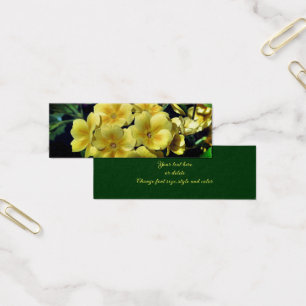 Gult Vår Primrose Flowers Mini Bookmark Litet Visitkort