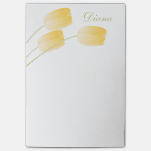 Gult Vår Tulips-Blommigt med eget namn Post-it Block