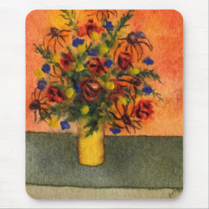 "Gult Vas" Blommigt Mousepad Musmatta