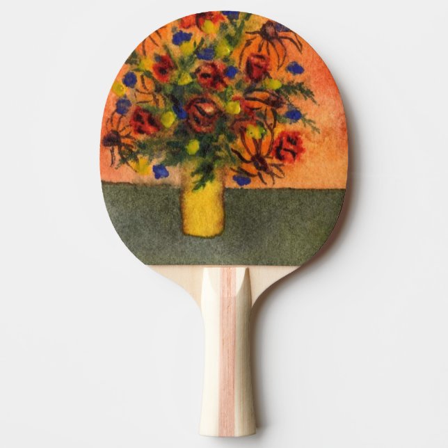 gult Vas Blommigt Ping Pong Paddle Pingisracket (Framsidan)
