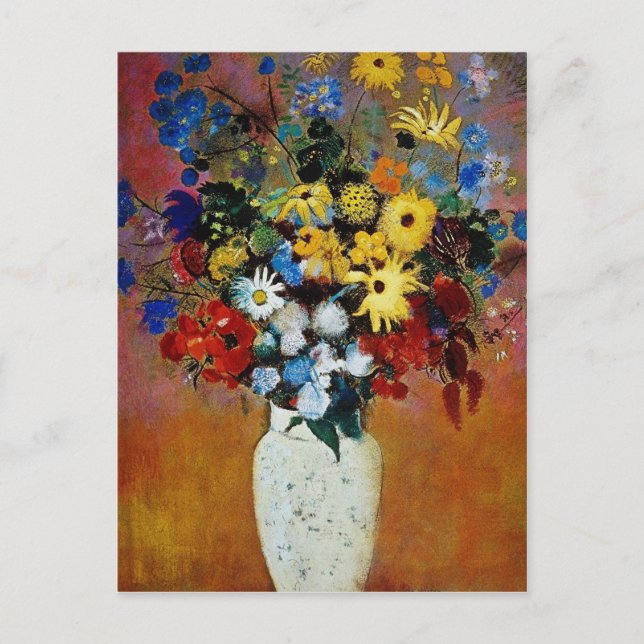 gult Vas i Blommor, Odilon Redon-blommor Vykort (Framsida)