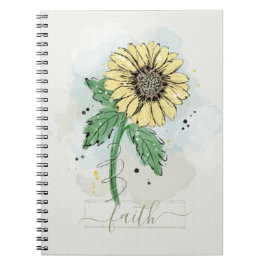 Gult Vatercolor Flower Faith Notebook Anteckningsbok