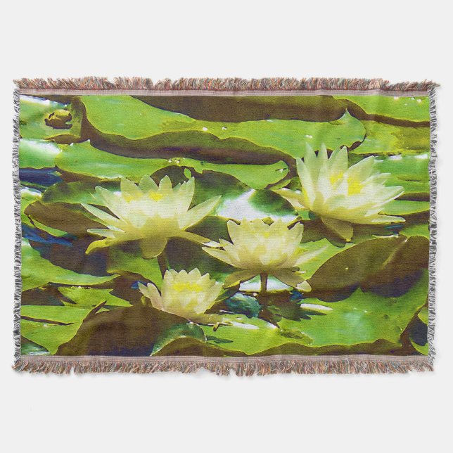 Gult Vatten Lilies Filt (Framsidan)