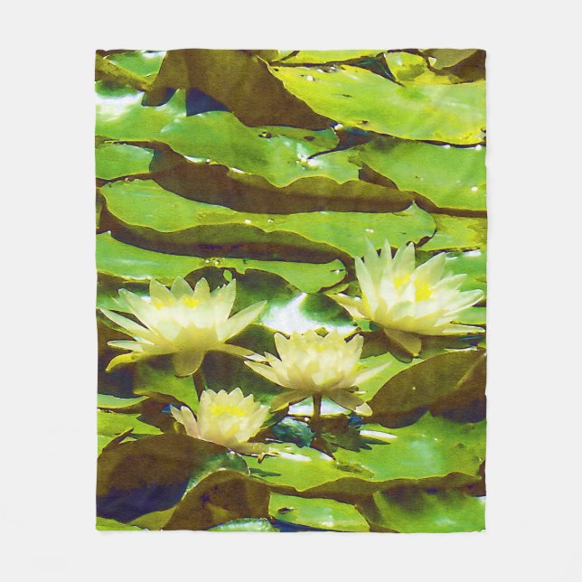 Gult Vatten Lilies Fleecefilt (Framsidan)