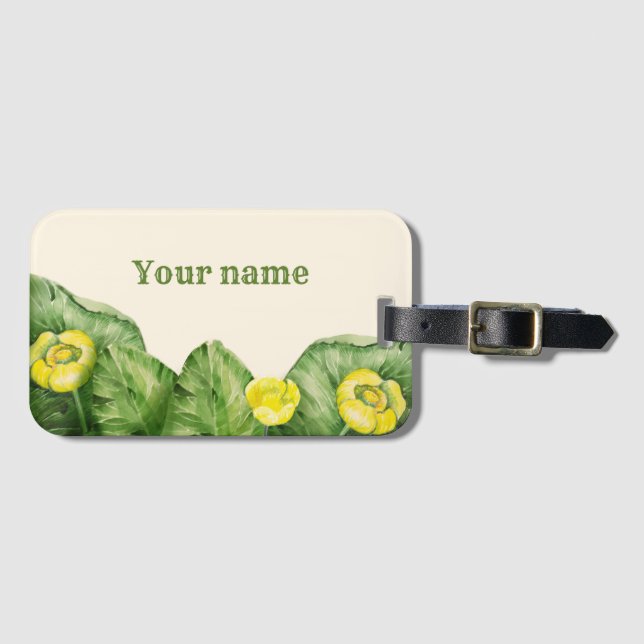 gult vatten-lilja vattenfärg bagagebricka (Framsida horisontal)