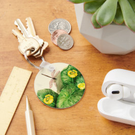 gult vatten-lilja vattenfärg nyckelring