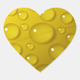 Gult Vatten-versionsbakgrund Hjärtformat Klistermärke