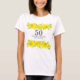 Gult Vattenfärg Daffodil 50:e Födelsedagsfesten T Shirt