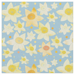 Gult Vattenfärg Daffodil & Dots Mönster Tyg