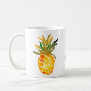 Gult Vattenfärgad ananas monogram Kaffemugg