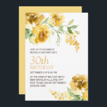 Gult Vattenfärgad Blommigt Kvinnor i 30års födelse Inbjudningar<br><div class="desc">Cute,  girly och feminin gult,  vattenfärgblommor och grönt löv  anpassad 30års födelsedag-partiinbjudan för kvinnor. Du kan ändra texten på det här kortet för en födelsedagsfest för vilken ålder du vill fira.</div>