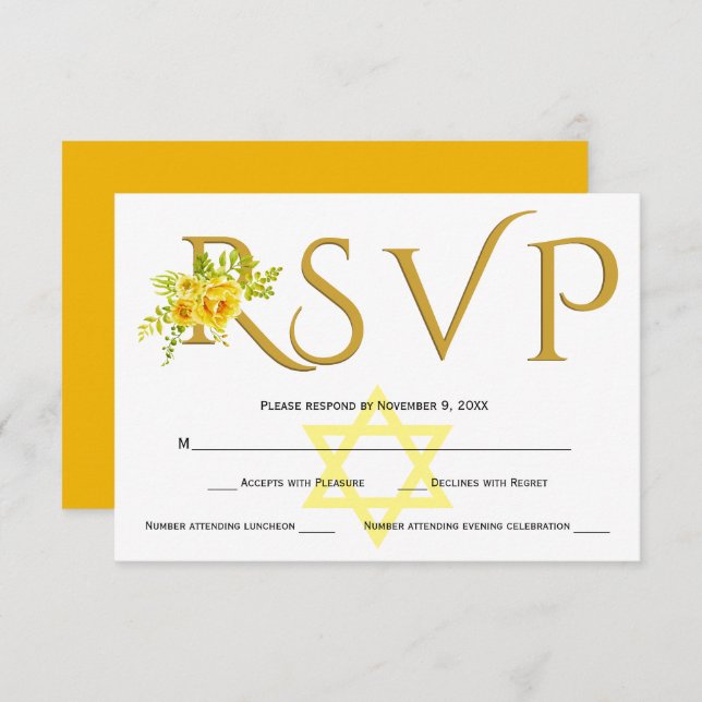 Gult vattenfärgsblommor B' Not Mitzvah OSA (Fram/baksida)