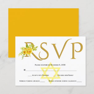 Gult vattenfärgsblommor B' Not Mitzvah OSA Kort