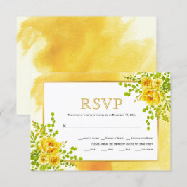 Gult vattenfärgsblommor blommigt bröllop OSA kort