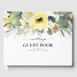 Gult Vattenfärgsblommor Bröllop Gästböcker