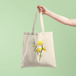 Gult vattenfärgsblommor med den första sidan tygkasse