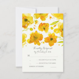 gult vattenfärgsblommor romantisk bröllop OSA Kort