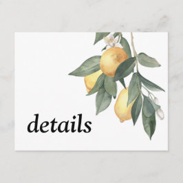 Gult vattenfärgscitroner och grönt löv tilläggskort