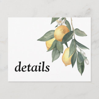 Gult vattenfärgscitroner och grönt löv tilläggskort