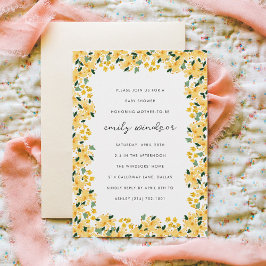 Gult Vattenfärgsfärgad Blommigt Garden Baby Shower Inbjudningar