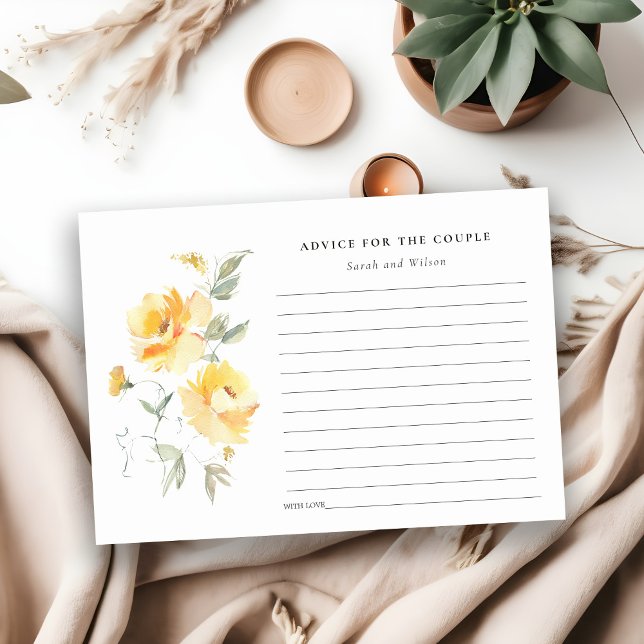 Gult Vattenfärgsråd för Ro blomma för par Tilläggskort (Skapare uppladdad)