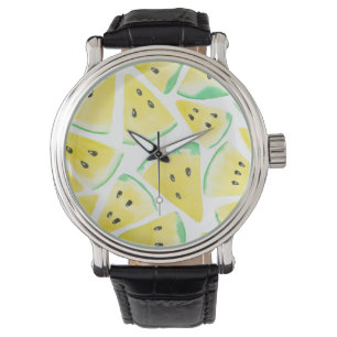 Gult vattenmelonskivor mönster armbandsur