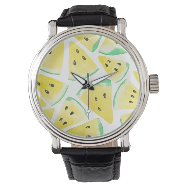 Gult vattenmelonskivor mönster armbandsur (Framsida)