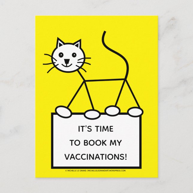 Gult Vet Surgery Cat Vaccination Reminder Vykort (Framsida)
