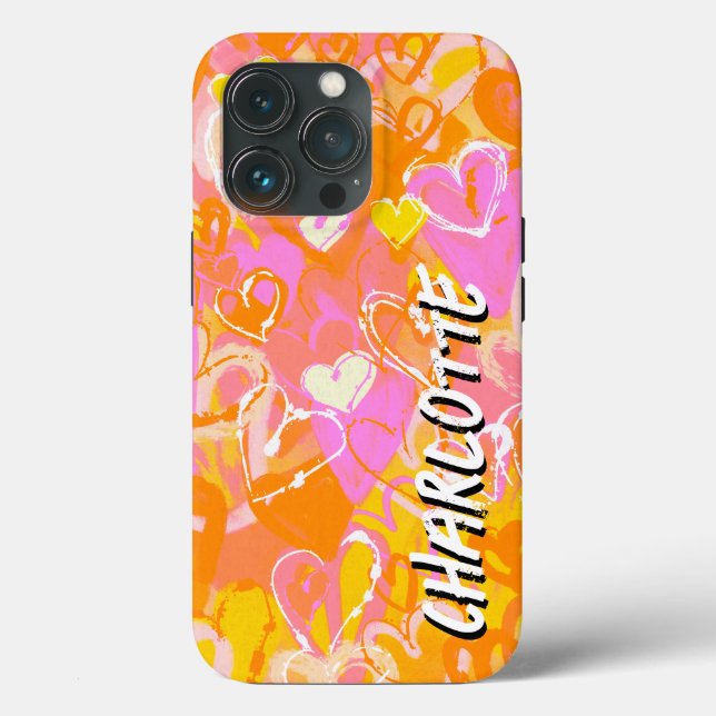 Gult Vibrant Citrus Burst: Graffiti Hearts (Baksida )