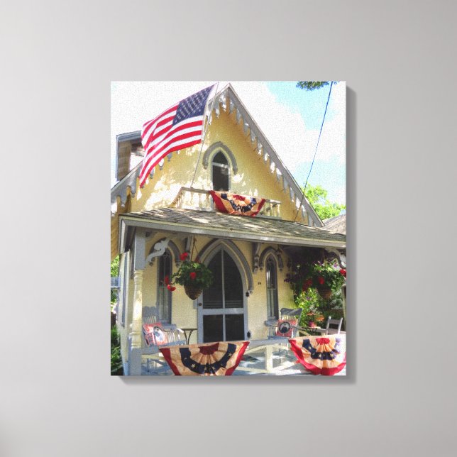 Gult Victorian with Bunting - Martha's Vineyard Canvastryck (Framsida)