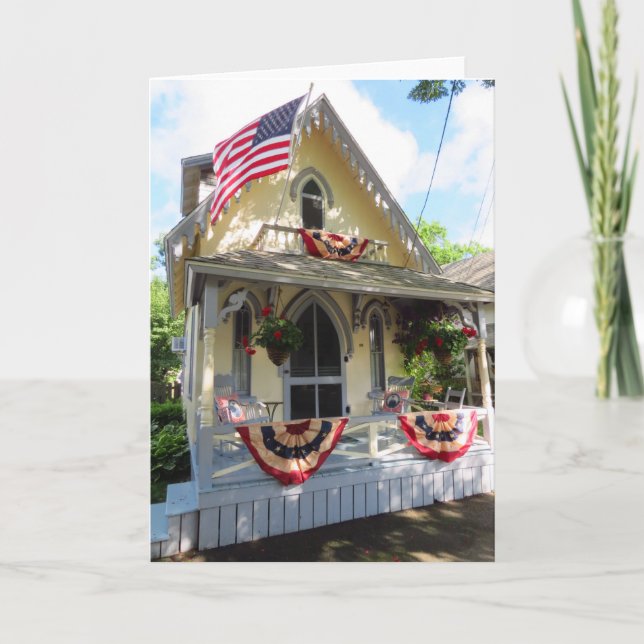 Gult Victorian with Bunting - Martha's Vineyard Kort (Framsida)