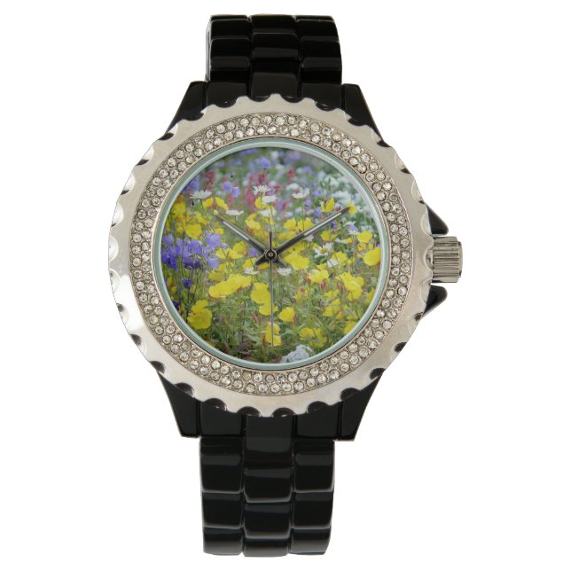 Gult Vild Flowers Armbandsur (Framsida)