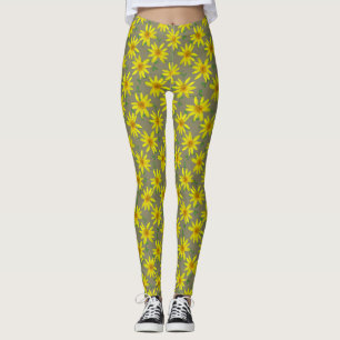 Gult vildblommamönster för blommigt leggings