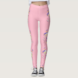 gult vin på rosa leggings