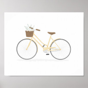 Gult Vintage Bike with Basket Poster