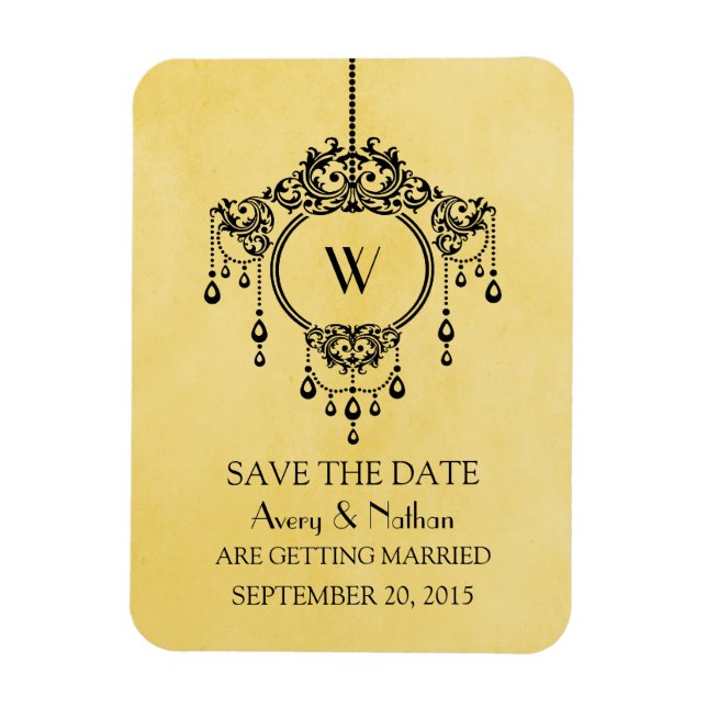 Gult Vintage Chandelier Spara datum magneter (Vertikal)