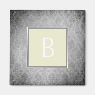 Gult Vintage Damask Monogram Magnet