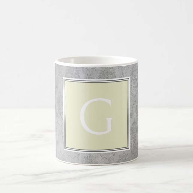Gult Vintage Damask Monogram Mugg (Center)