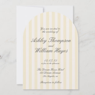Gult Vintage Elegant stripe Bröllop Inbjudningar